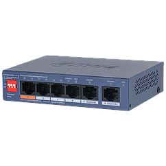 4-портовый управляемый PoE коммутатор DH-CS4006-4ET2GT-60  с 4 портами POE 100Мбит + 2 порта UP-Link 1000Мбит, 60Вт