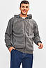 Кофта чоловіча однотонна на флісі сірого кольору 207145P, фото 2