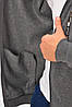 Кофта чоловіча однотонна на флісі сірого кольору 207145P, фото 4