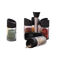 Набір з 6 обертових баночок для спецій Especia 7 предметів висота стійки 16 см діаметр стійки 18 см