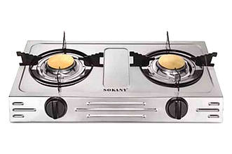 Плита газова настольна на 2 конфорки 550х330х70мм steel (07022)