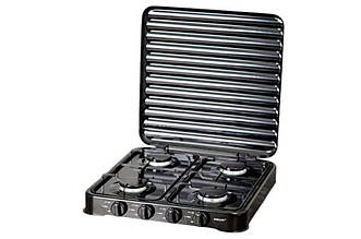 Плита газова настольна на 4 конфорки 500х500х100мм з кришкою эмаль (6004)