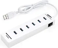 USB-хаб Vinga 6xUSB2.0 + card-reader with switch 0.8m (VCP2H6USBCRSWWH)