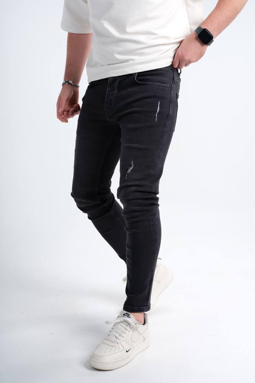 Потерті джинси чоловічі темно-сірі, фото 1