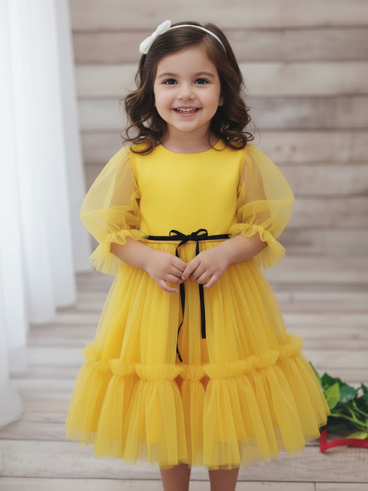 Пишне ошатне жовта сукня для дівчинки "Ляля" (104-134р), фото 1