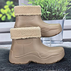 Чоботи жіночі піна Progress кавові з хутряною вставкою 4368-2