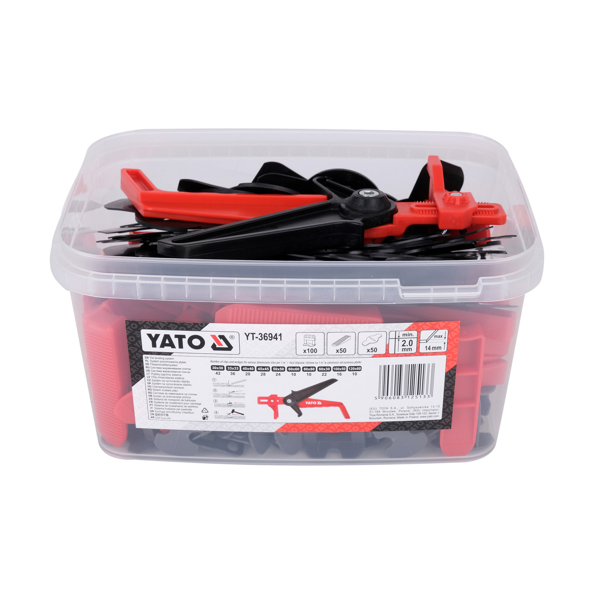 Кліпси/ клини /підкладки СВП для викладання плитки до шва 2мм (плитка t≤ 14мм) 100+ 50+50 шт. Yato YT-36941, фото 1