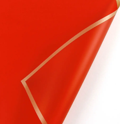 Калька для квітів 🌷 "Золотий край", червона, 60*60 см, (20 аркушів), фото 1