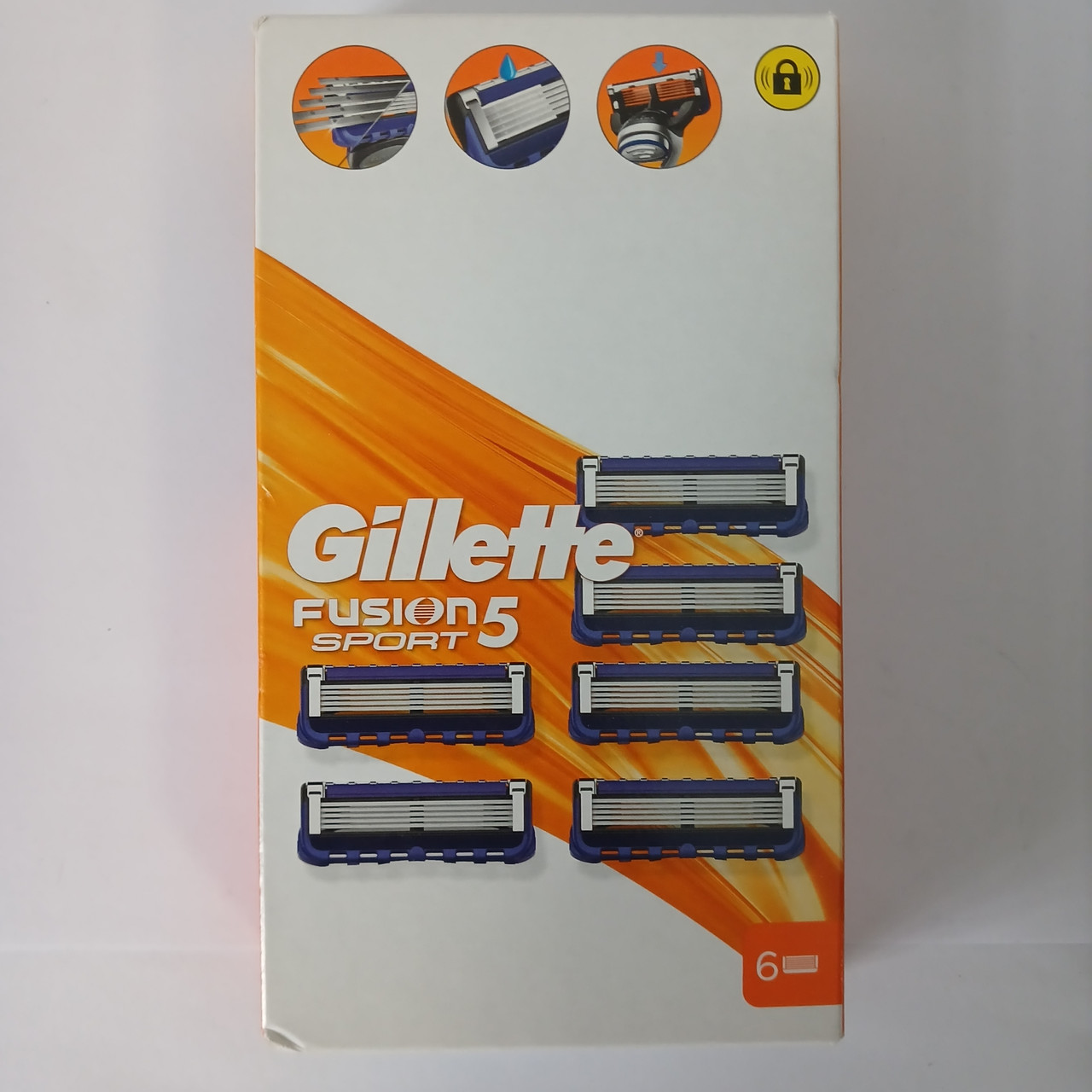 Касети для гоління чоловічі New! Gillette Fusion 5 Sport 6 шт. шість лез. ( Картріджі, леза Жиллет фьюжін 5 спорт)