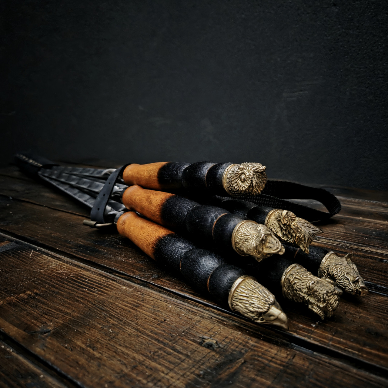 Набір шампурів у колчані з натуральної шкіри «Фауна Люкс», фото 1