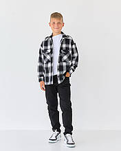 2265син Тепла сорочка в клітинку тм BossKids