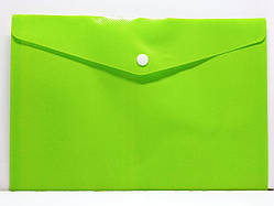 Папка-конверт на кнопці / А5 17 мікронів / пластикова ТЕКА / салатова