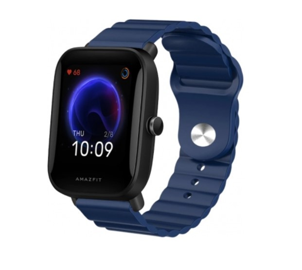 Ремешок BeWatch для Amazfit BIP | Bip Lite | Bip U / Pro/ Mini | GTS | GTS 2 (E) | GTR 42mm силиконовый 20мм Wave Темно-синий, фото 1