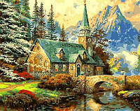 Картина-раскраска Mariposa Альпийский пейзаж Часовня Худ Томас Кинкейд (MR-Q497) 40 х 50 см