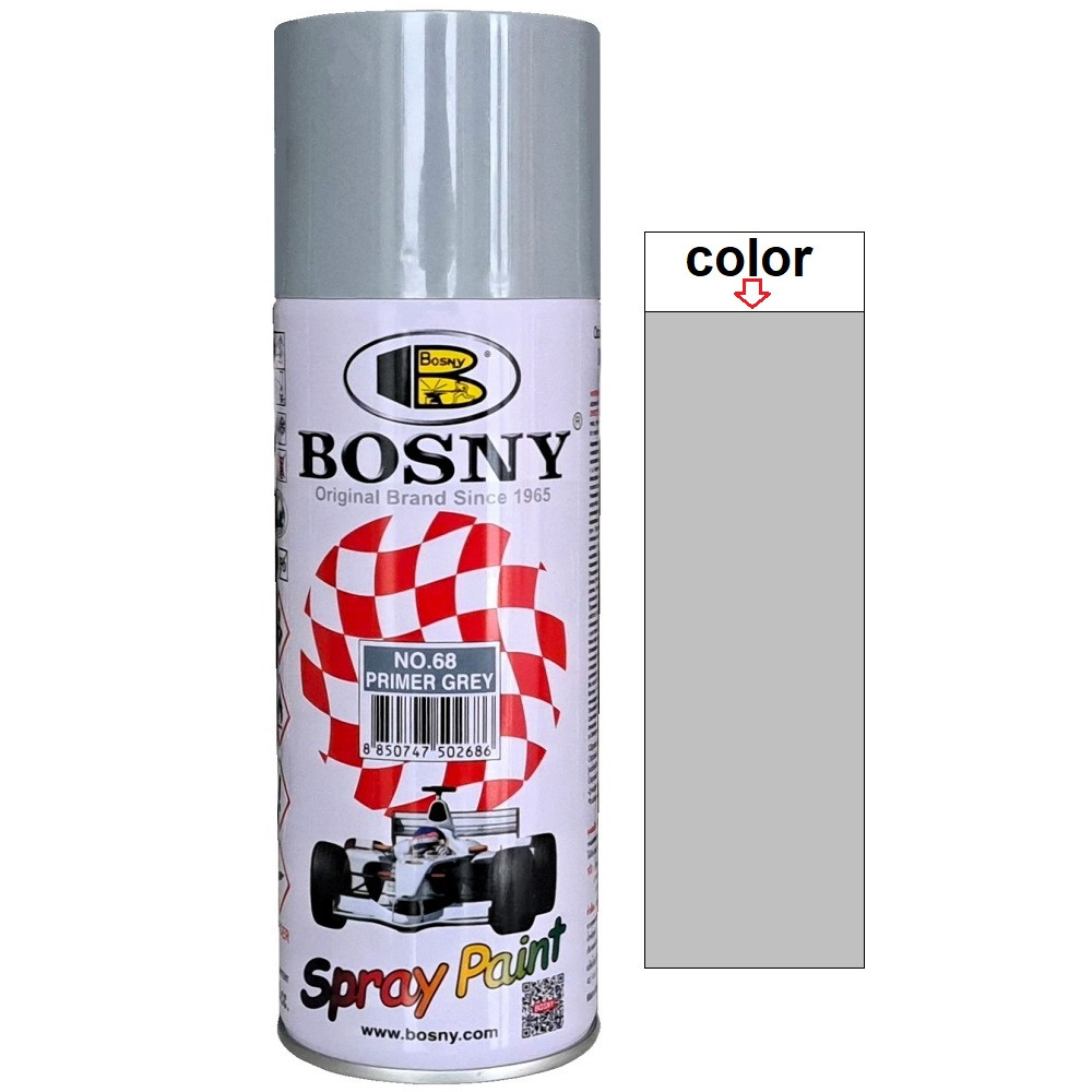 Акриловий ґрунт спрей сірий Bosny 68 Spray Primer Grey 400мл