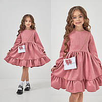 Нарядна сукня на дівчинку 98 см Замш 5710 Рожева