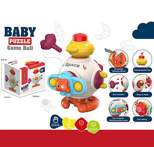 Бізіборд 6 забавок, тріскачка, пискавка, спінер, попіт, рухомі елементи, пальчикові ігри