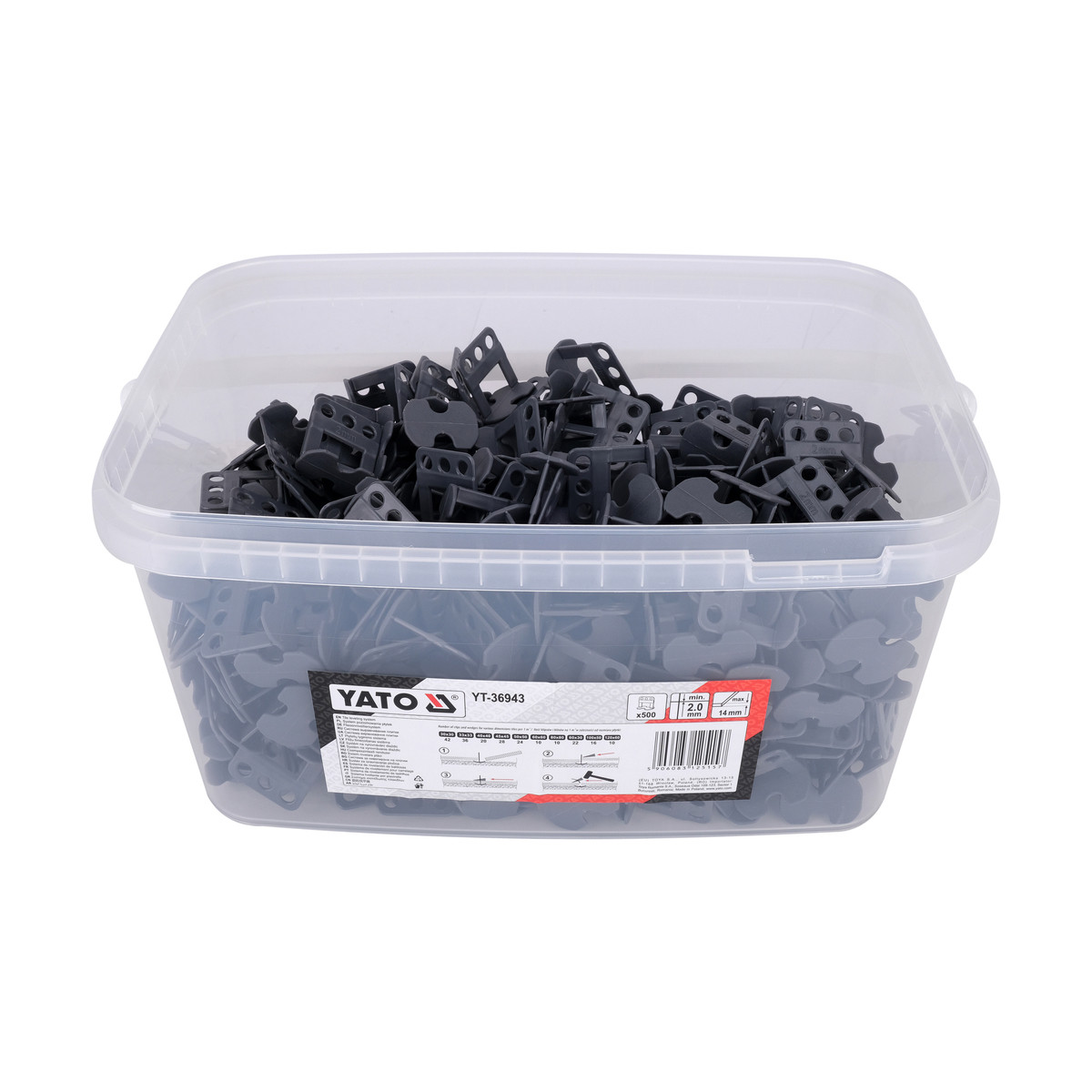 Кліпси СВП для викладання плитки до шва 2 мм (плитка t≤ 14 мм) 500 шт. Yato YT-36943, фото 1