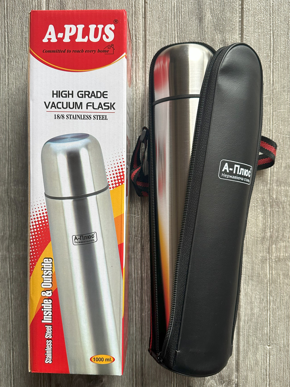 Термос на 1 л із високоякісної нержавіючої сталі та подвійними стінками, фото 1