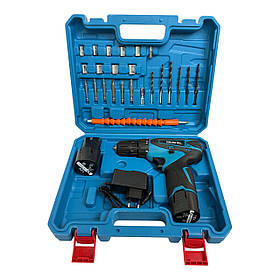 Потужний акумуляторний шуруповерт RD00-200 24V з двома батареями і набором інструментів у кейсі