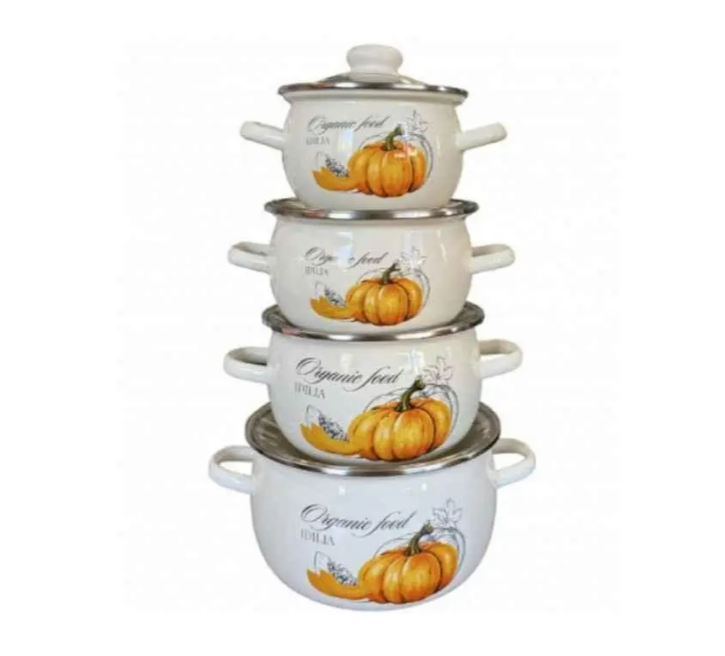 Набір емальованих каструль Idilia 4 шт. Гарбуз, фото 1