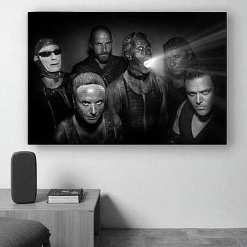 Картина Rammstein у чорному стилі – культова рок-група, сучасний настінний декор для фанатів Рамштайн Друк на полотні 60х40 см
