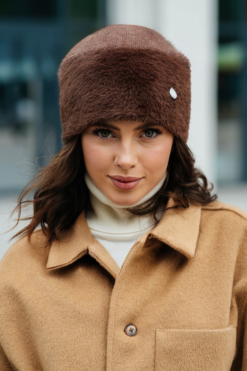 Шапка з альпаки "Сюзенна" колір коричневий
