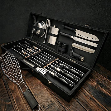 Набір шампурів для пікніка в дерев'яному кейсі "V.I.P"