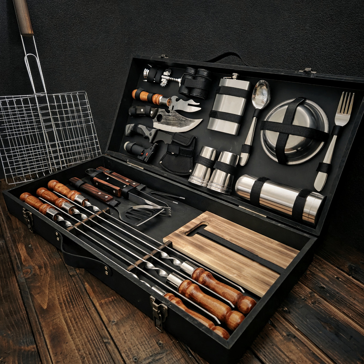 Набір шампурів для пікніка в дерев'яному кейсі "Грізлі", фото 1