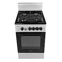 Газова плита Grunhelm G4F5600W сіра 4 конфорки, газ-контроль, емаль легкого очищення, духовка 54 л, Туреччина