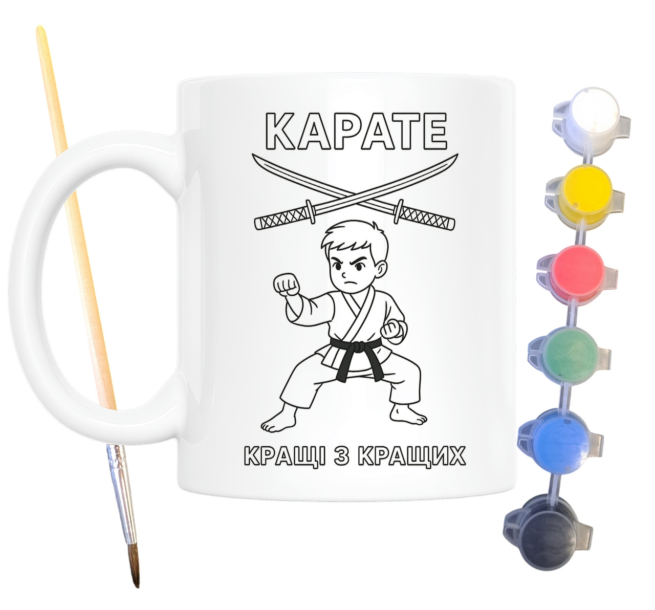 Набір для творчості кружка розмальовка Карате 330 мл біла (КР0106), фото 1