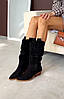 Чоботи-козаки зимові високі замшеві чорні, фото 6