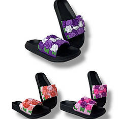 Жіночі яскраві шльопанці силікон гурт ростовка 36-40 (6 пар)