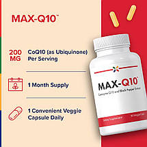 (уцінка термін по 1,26) Коензим Stop Aging Now MAX-Q10 CoQ10 and Black Pepper Extract 200 мг 30 капс., фото 3