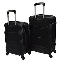 Набір валіз Bonro 2019 - 2 шт (M+L) середня і велика чорні дорожні пластикові на колесах з кодовим замком і висувною ручкою, фото 3