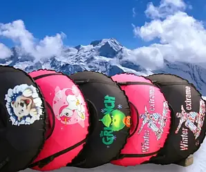 Тюбінг “Зимова ватрушка” — надувні санки 100 см з яскравим принтом