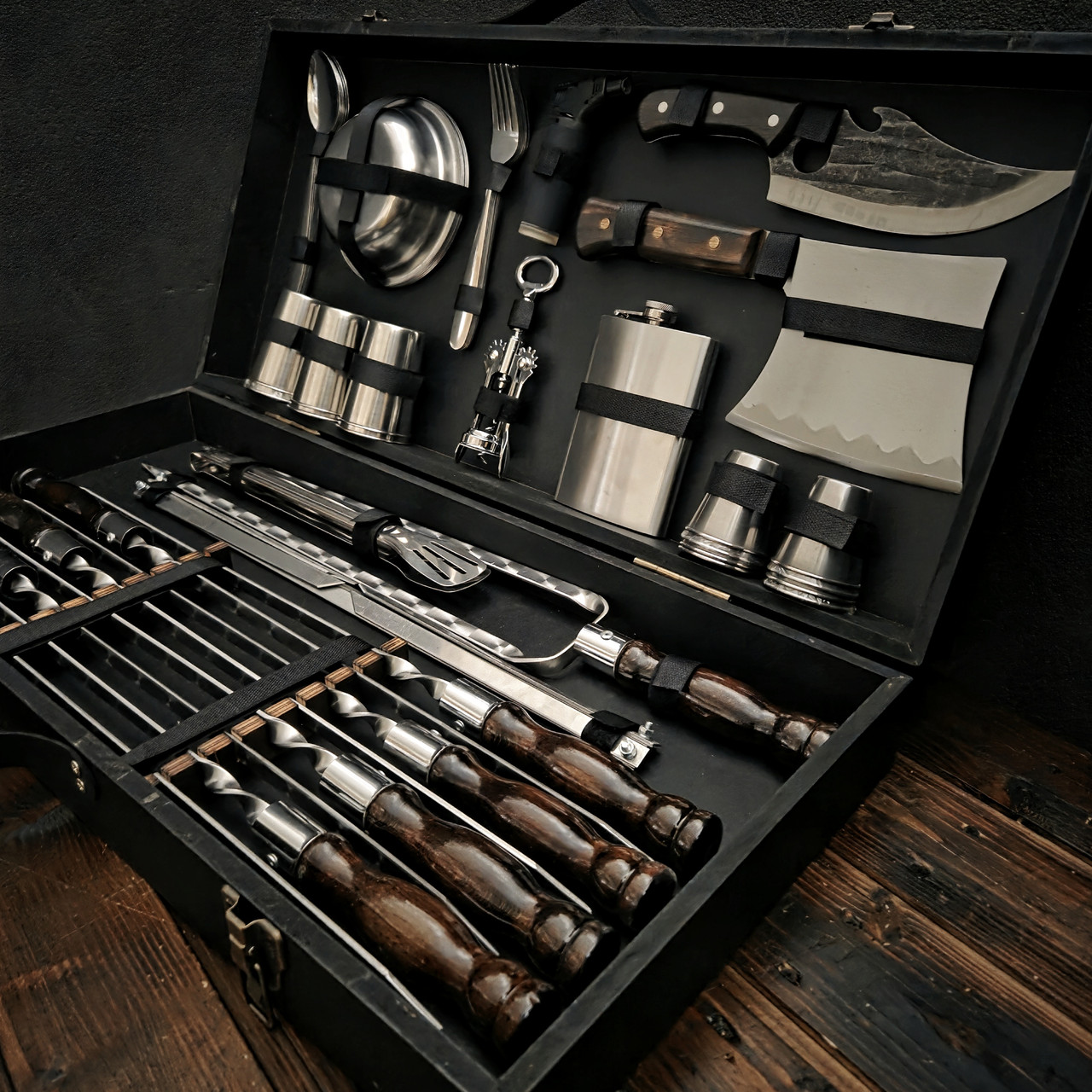 Набір шампурів в дерев'яному кейсі "Шампурок Браун", фото 1