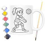 Набір для творчості кружка розмальовка Волейбол 330 мл біла (КР0110), фото 2