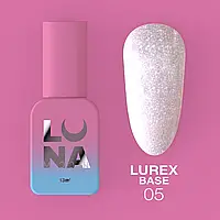 LunaMoon Lurex base №05 (13 мл.) - світловідбивна кольорова база для покриття та вирівнювання нігтів