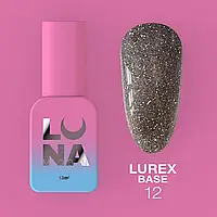LunaMoon Lurex base №12 (13 мл.) - світловідбивна кольорова база для покриття та вирівнювання нігтів