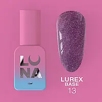 LunaMoon Lurex base №13 (13 мл.) - світловідбивна кольорова база для покриття та вирівнювання нігтів