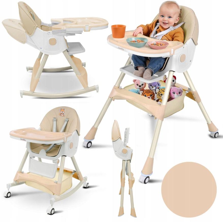 Стільчик для годування HARMONY 6в1 з функцією гойдання CIASTEK БЕЖ, фото 1