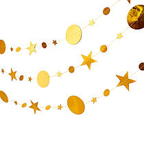 Гірлянда фігурна "Зірки та кола" золото