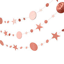 Гірлянда фігурна "Зірки та кола" рожеве золото