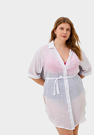 Жіноча сорочка для пляжу з поясом Z.Five SD020 біла на 44 46 48 50 52 розмір