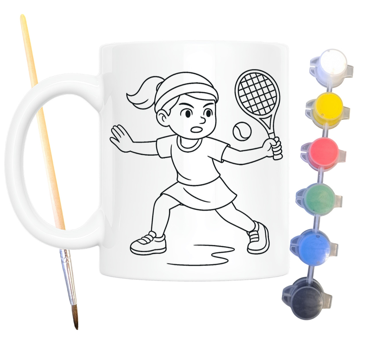 Набір для творчості кружка розмальовка Теніс 330 мл біла (КР0112), фото 1