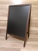Штендер крейдяний двосторонній 110х68 см, крейдяна дошка, дерев'яний рекламний щіт, мимохід, спотикач, коричневий, (Svк)