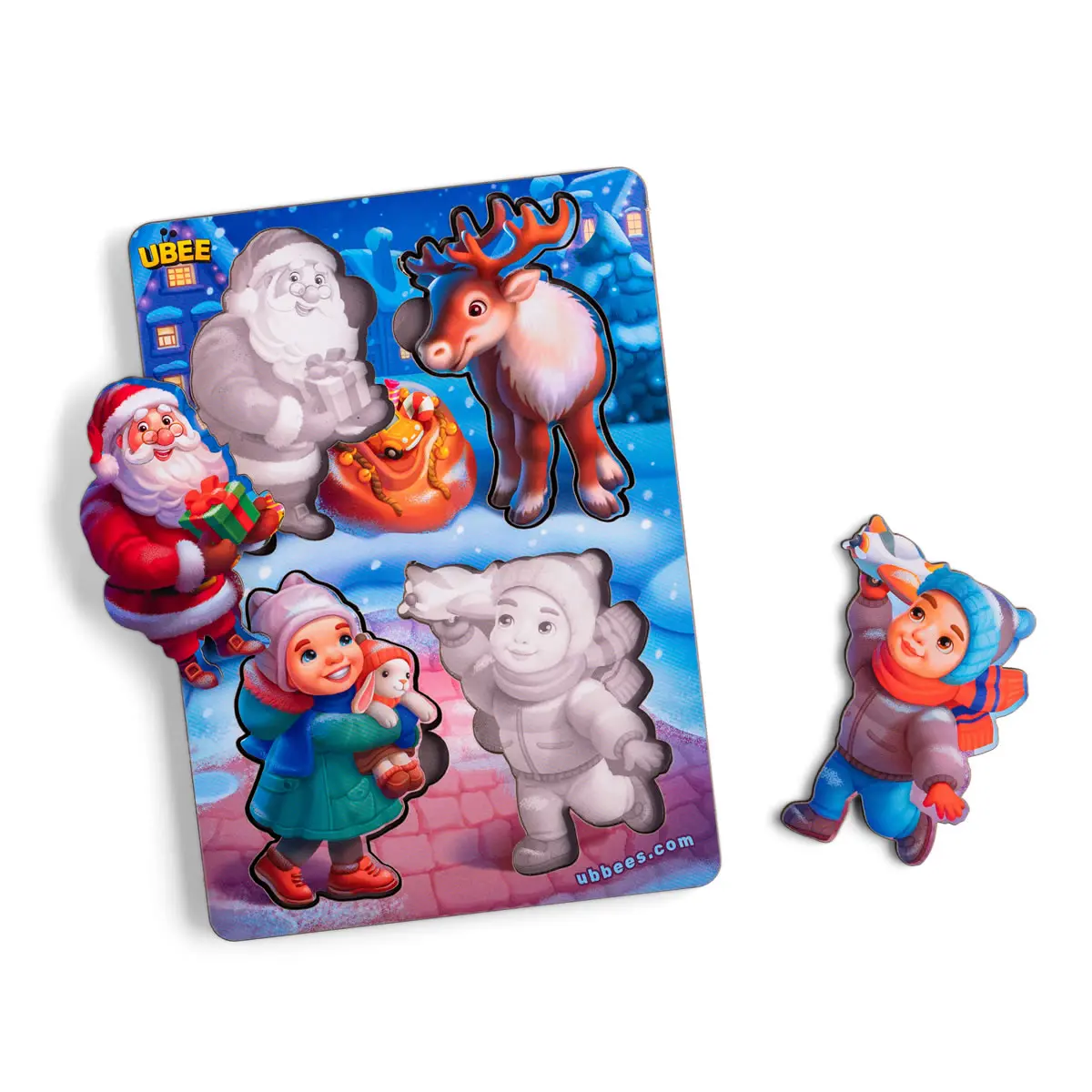 Пазли-вкладки дерев'яні Новорічні в асортименті, фото 1