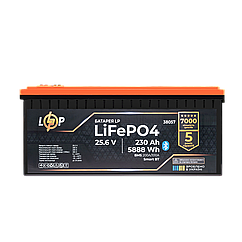 Акумулятор LP LiFePO4 25,6V - 230 Ah (5888Wh) (BMS 200A/100А) пластик Smart BT