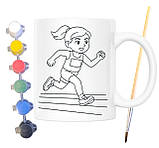Набір для творчості кружка розмальовка Легка атлетика 330 мл біла (КР0113), фото 2